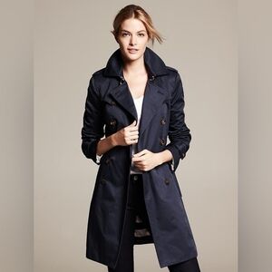 Banana Republic Black Double-Breasted Trench Coat